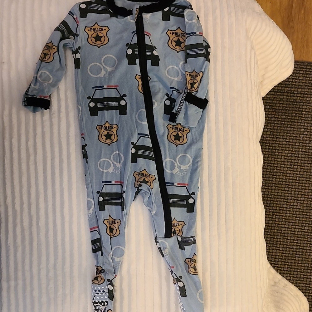 Police Themed Baby One Piece Pajama - Blue